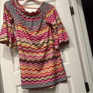 Trina Turk Pink and Orange Asymmetrical Sheath Dress